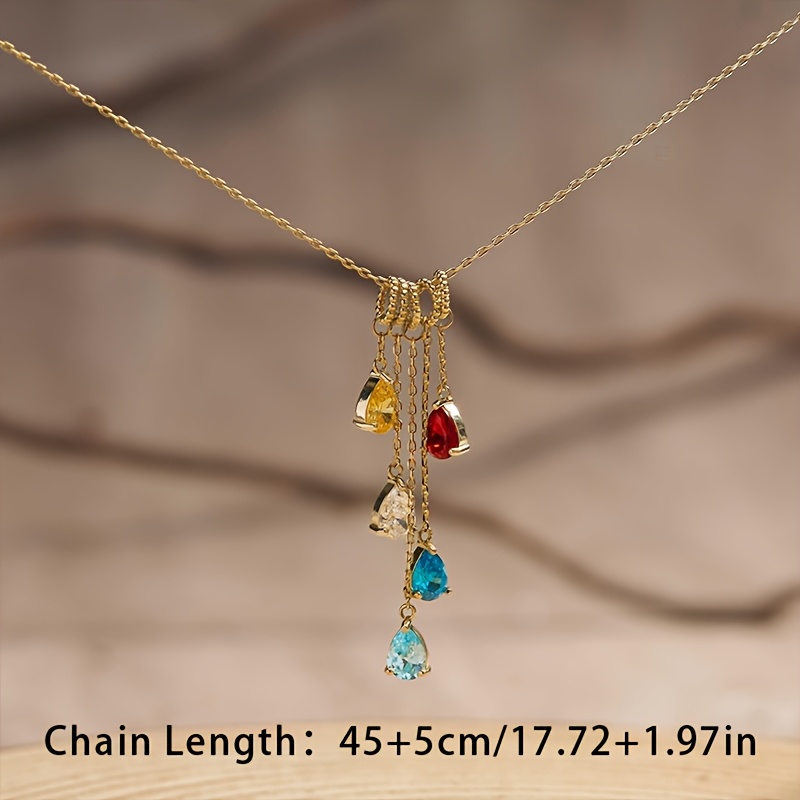 Personalized Birthstone Teardrop Tassel Necklace